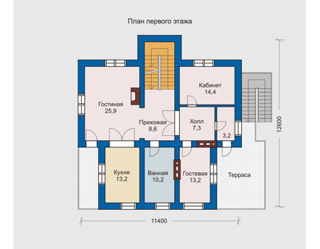 Планировка первого этажа :: Проект дома из комбинированных материалов 10-21