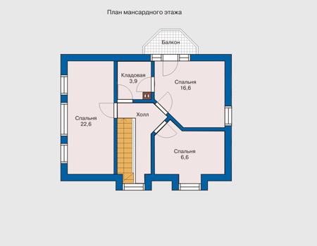 Планировка мансардного этажа :: Проект деревянного дома 10-24