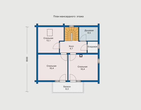 Планировка мансардного этажа :: Проект деревянного дома 10-26