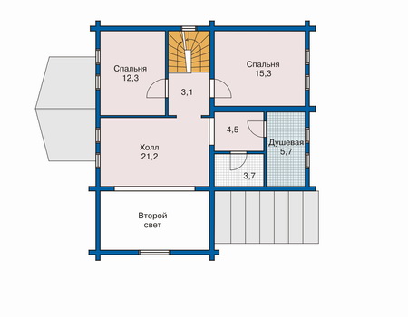 Планировка второго этажа :: Проект деревянного дома 10-30