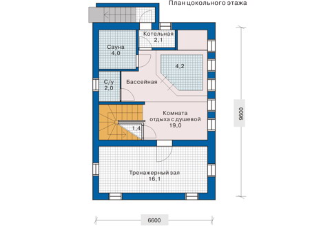 Планировка цокольного этажа :: Проект деревянного дома 10-38
