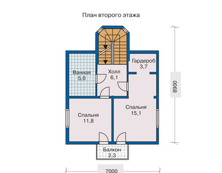 Планировка второго этажа :: Проект дома из комбинированных материалов 10-40