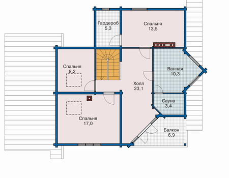 Планировка мансардного этажа :: Проект деревянного дома 10-51