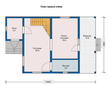 Планировка первого этажа :: Проект деревянного дома 10-59
