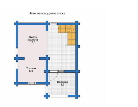 Планировка мансардного этажа :: Проект деревянного дома 11-46
