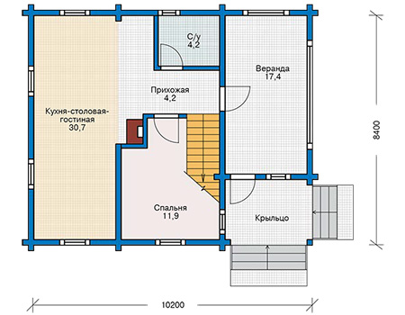 Планировка первого этажа :: Проект деревянного дома 11-75