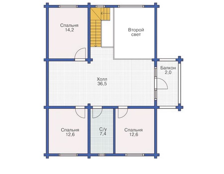 Планировка мансардного этажа :: Проект деревянного дома 11-85