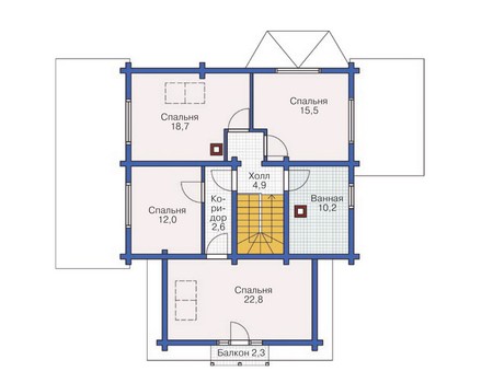 Планировка мансардного этажа :: Проект деревянного дома 11-91