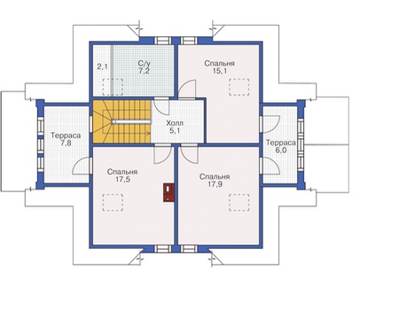 Планировка мансардного этажа :: Проект деревянного дома 12-16