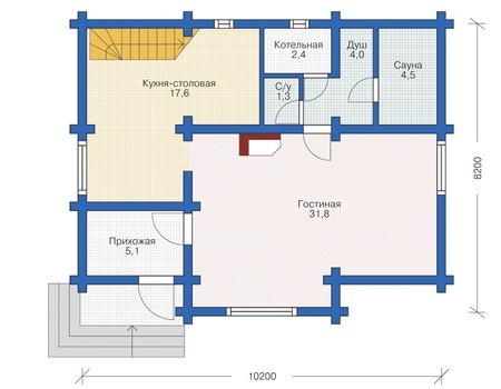 Планировка первого этажа :: Проект деревянного дома 12-31