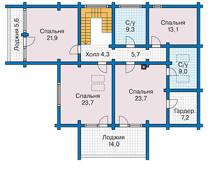 Планировка мансардного этажа :: Проект деревянного дома 12-66