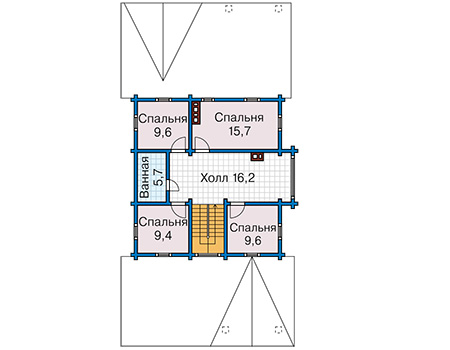 Планировка мансардного этажа :: Проект деревянного дома 12-76