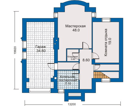 Планировка цокольного этажа :: Проект дома из кирпича 30-43