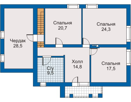Планировка второго этажа :: Проект дома из кирпича 30-48