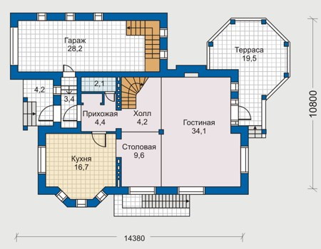 Планировка первого этажа :: Проект дома из кирпича 30-61