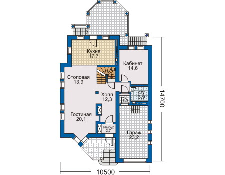 Планировка первого этажа :: Проект дома из кирпича 30-65