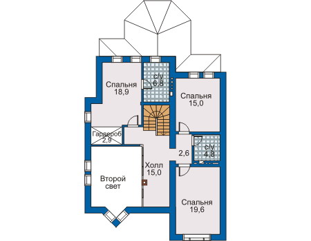 Планировка второго этажа :: Проект дома из кирпича 30-65