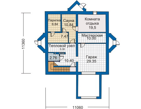 Планировка цокольного этажа :: Проект дома из кирпича 31-00