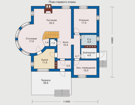 Планировка первого этажа :: Проект дома из кирпича 31-06