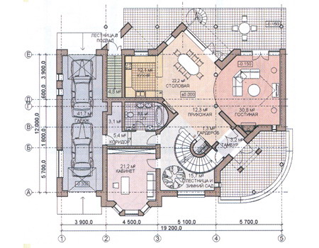 Планировка первого этажа :: Проект дома из комбинированных материалов 31-07