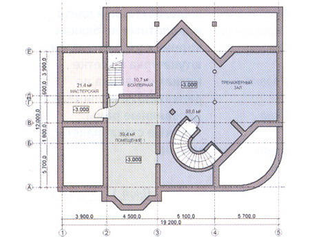 Планировка цокольного этажа :: Проект дома из комбинированных материалов 31-07