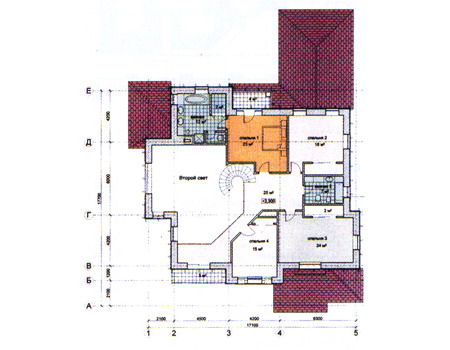 Планировка второго этажа :: Проект дома из газобетона 31-09
