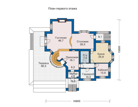 Планировка первого этажа :: Проект дома из кирпича 31-14