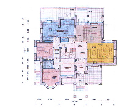 Планировка первого этажа :: Проект дома из комбинированных материалов 31-16
