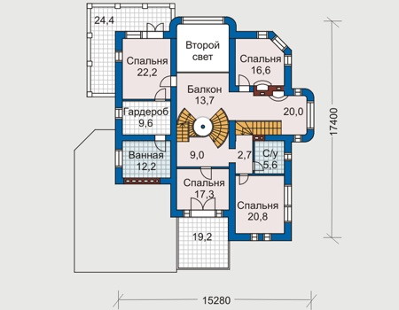 Планировка второго этажа :: Проект дома из кирпича 31-26