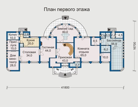 Планировка первого этажа :: Проект дома из кирпича 31-27