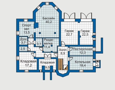 Планировка цокольного этажа :: Проект дома из кирпича 31-36