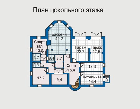 Планировка цокольного этажа :: Проект дома из кирпича 31-37