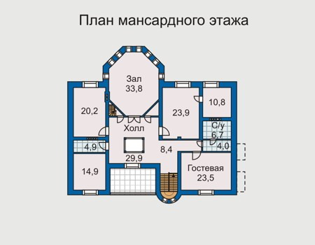Планировка мансардного этажа :: Проект дома из кирпича 31-37