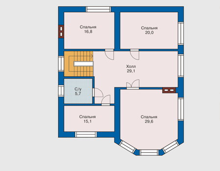 Планировка второго этажа :: Проект дома из кирпича 31-63