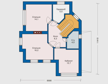 Планировка второго этажа :: Проект дома из кирпича 31-64