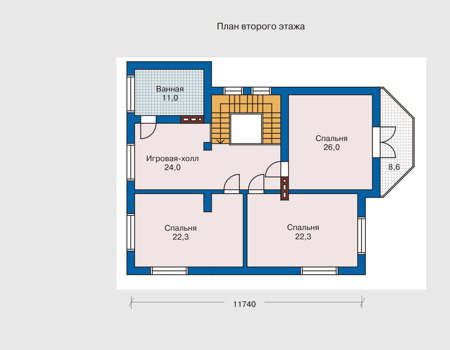 Планировка второго этажа :: Проект дома из кирпича 31-69