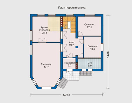 Планировка первого этажа :: Проект дома из кирпича 31-71