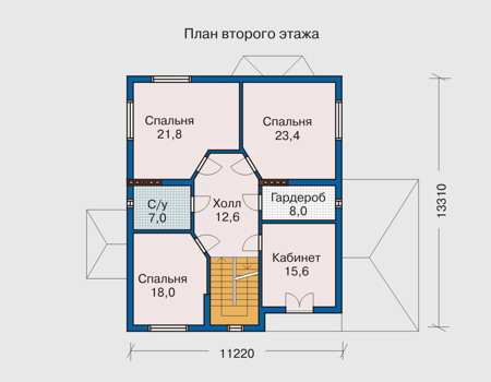 Планировка второго этажа :: Проект дома из кирпича 31-75