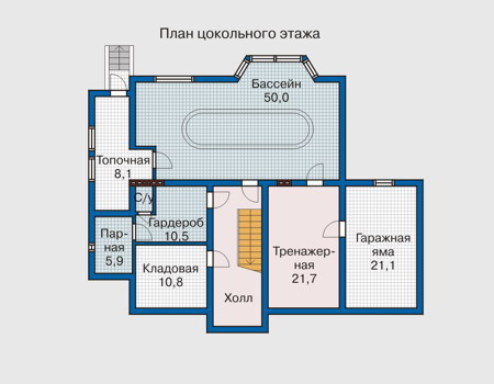 Планировка цокольного этажа :: Проект дома из кирпича 31-75