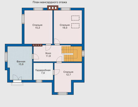 Планировка мансардного этажа :: Проект дома из кирпича 31-76