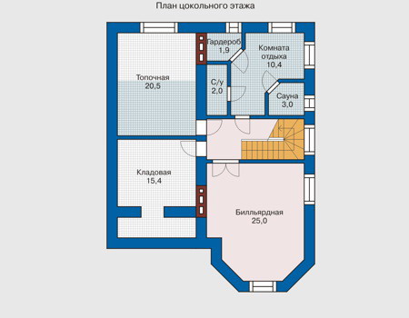 Планировка цокольного этажа :: Проект дома из кирпича 31-83