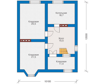Планировка цокольного этажа :: Проект дома из кирпича 31-90
