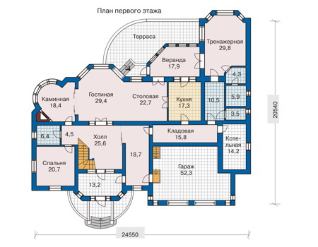 Планировка первого этажа :: Проект дома из кирпича 32-12