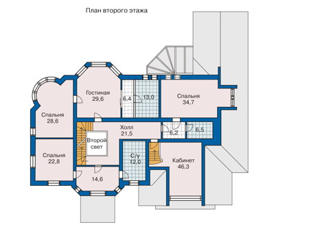 Планировка второго этажа :: Проект дома из кирпича 32-12