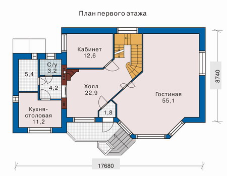 Планировка первого этажа :: Проект дома из кирпича 32-53