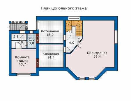 Планировка цокольного этажа :: Проект дома из кирпича 32-53