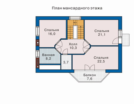 Планировка мансардного этажа :: Проект дома из кирпича 32-53