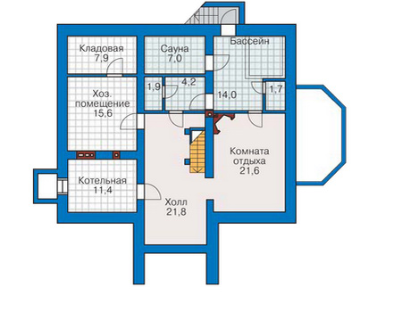 Планировка цокольного этажа :: Проект дома из кирпича 32-67