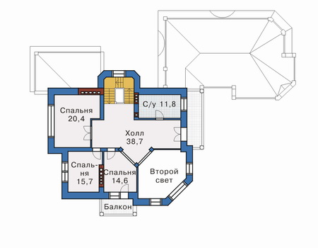 Планировка второго этажа :: Проект дома из кирпича 32-77