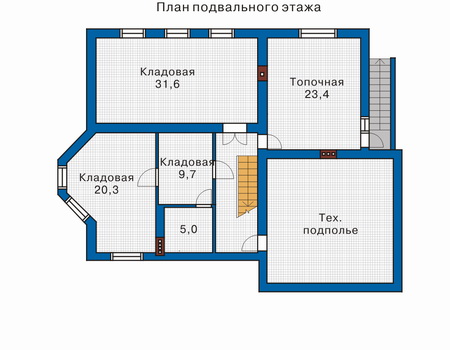 Планировка цокольного этажа :: Проект дома из кирпича 32-82